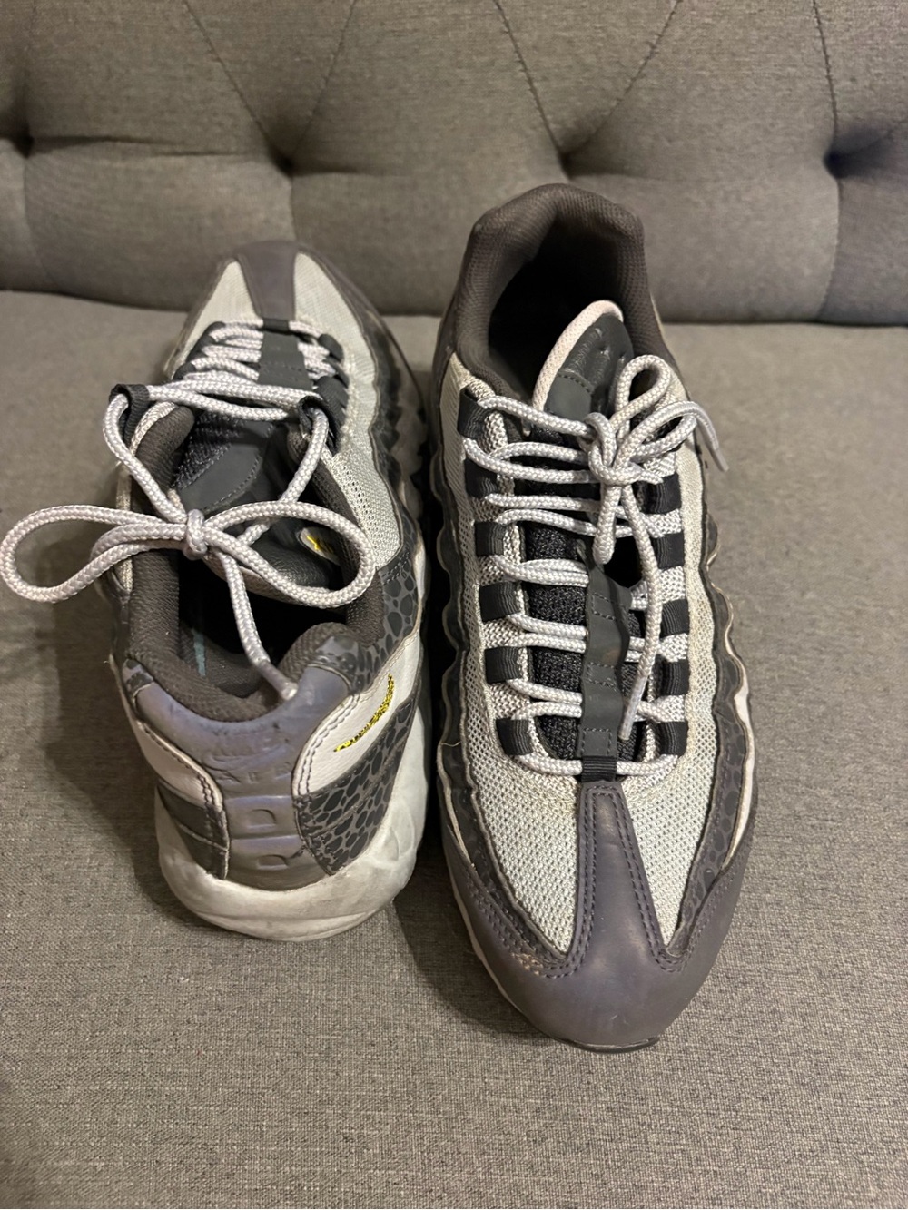 Nike Women's Gray, Black and White Mesh Lace-Up Sneakers